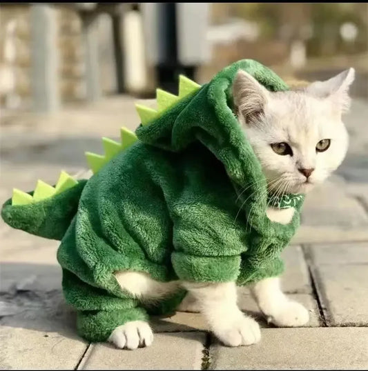 Dinosaur Pet Costume - Fleece Hoodie for Small Dogs & Cats