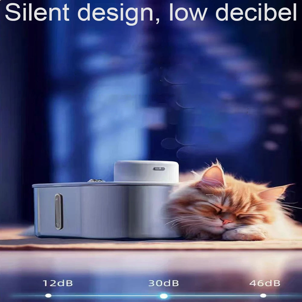 Fontaine à eau intelligente automatique pour chat - Distributeur d'eau pour animaux de compagnie sans fil à détection infrarouge 3L