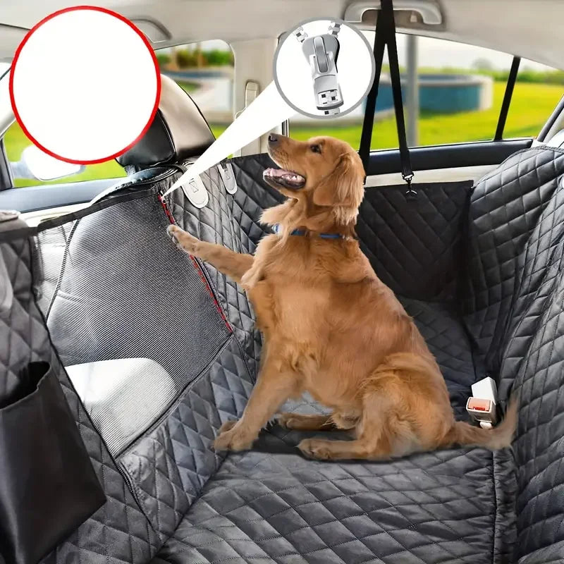 Housse de siège de voiture hamac imperméable antidérapante pour chien avec fenêtre en filet