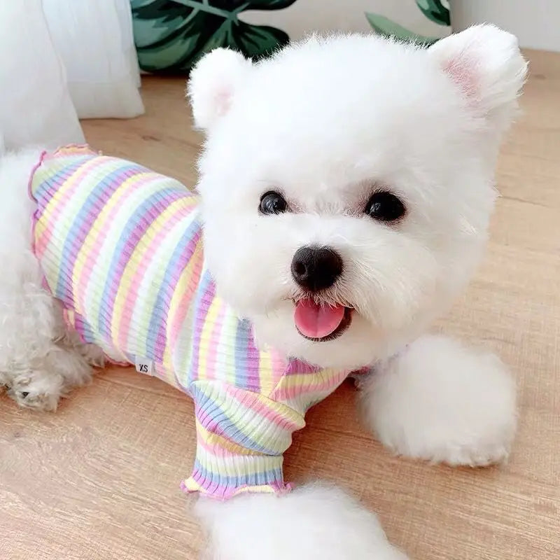 Cotton 100% Cat Dog Vest Summer Pet Clothes Stripe Pullovers for Small Dogs Cats Chihuahua Pomeranian Puppy Ropa Para Perros