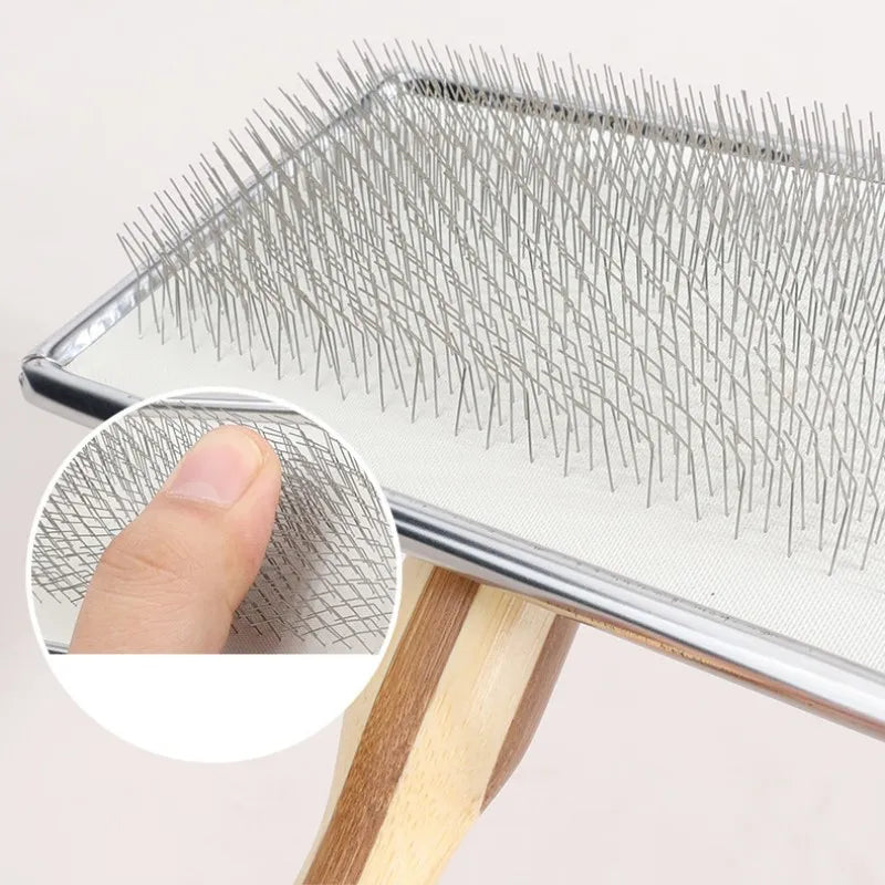Bamboo Handle Stainless Steel Pet Grooming Comb for Dogs & Cats