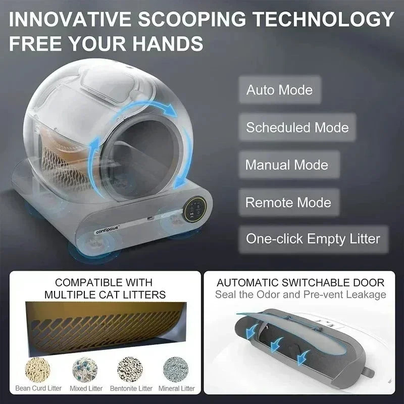 65L Self-Cleaning Automatic Cat Litter Box — App Control, Ionic Deodoriser, Fully Enclosed