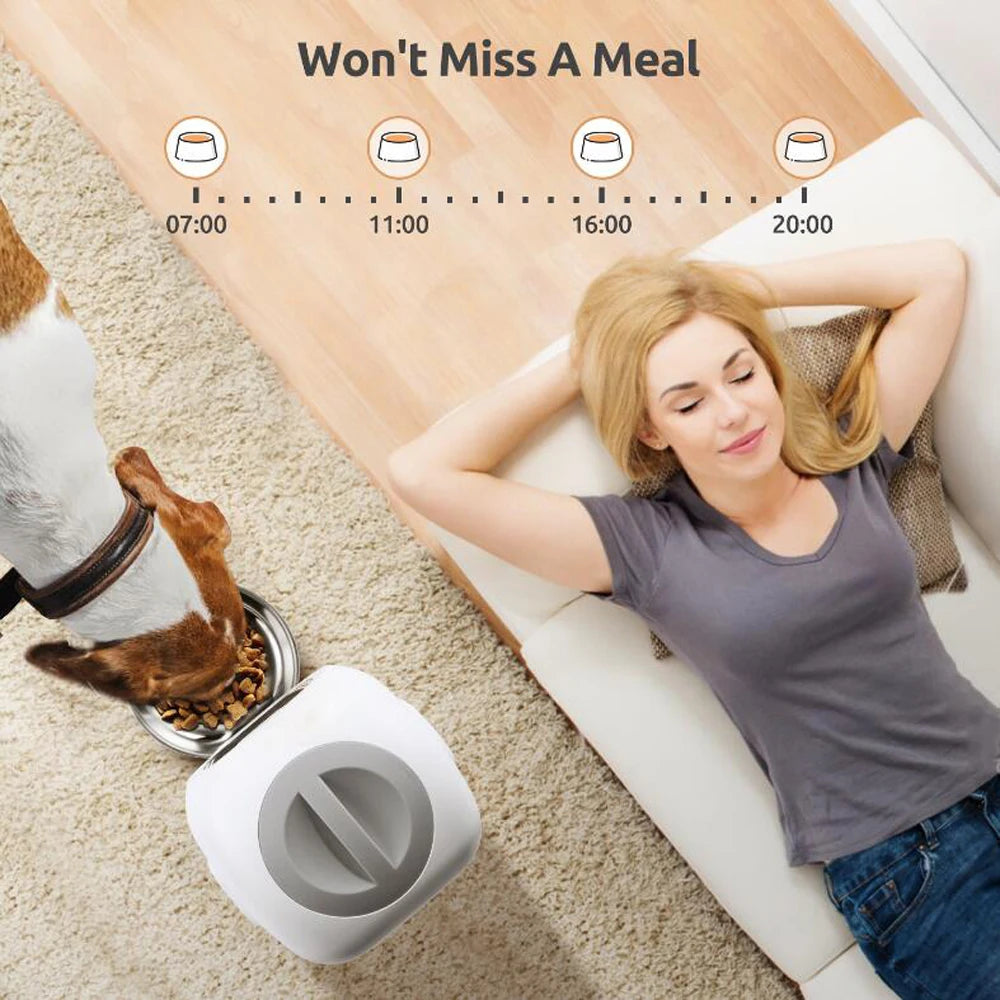 3.5L Smart WiFi Automatic Pet Feeder with Voice Recorder & Slow Feed Swirl Bowl