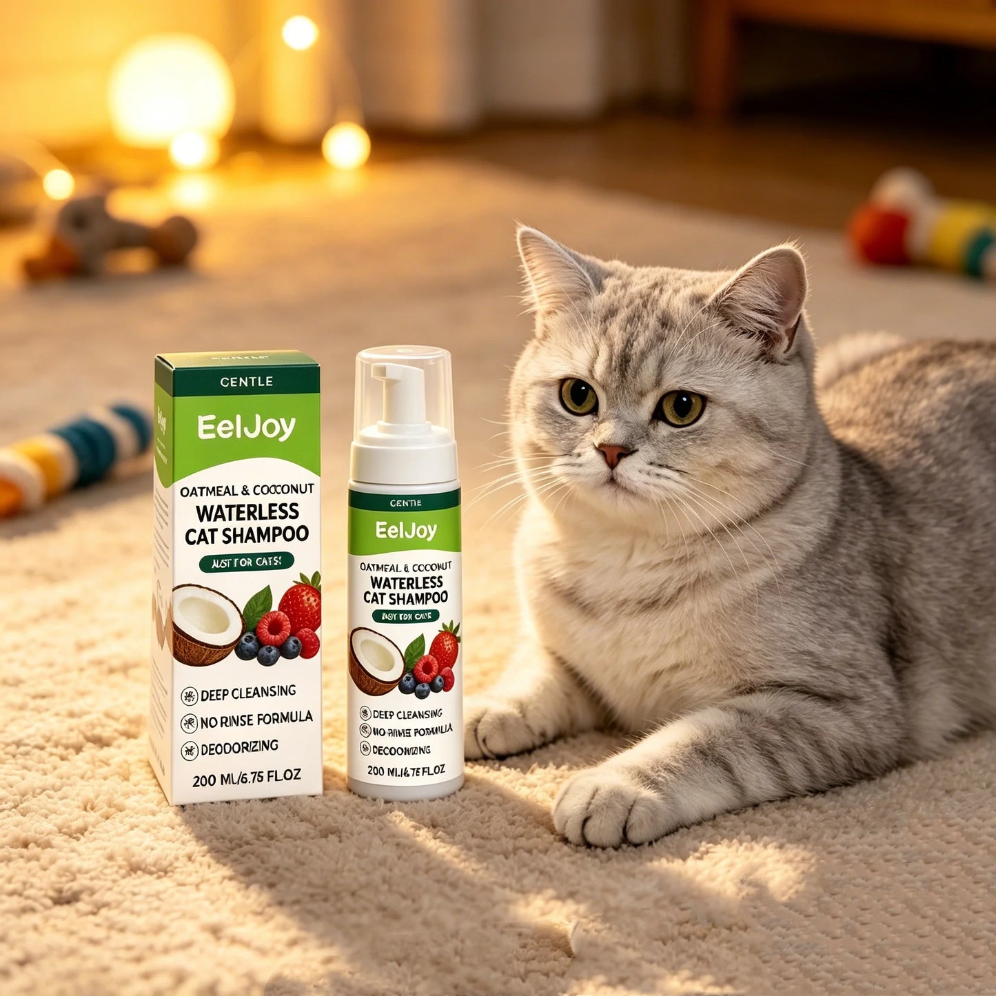 Coconut No-Rinse Dry Shampoo for Cats & Dogs — Sensitive Skin Foam Cleanser with Odour Control