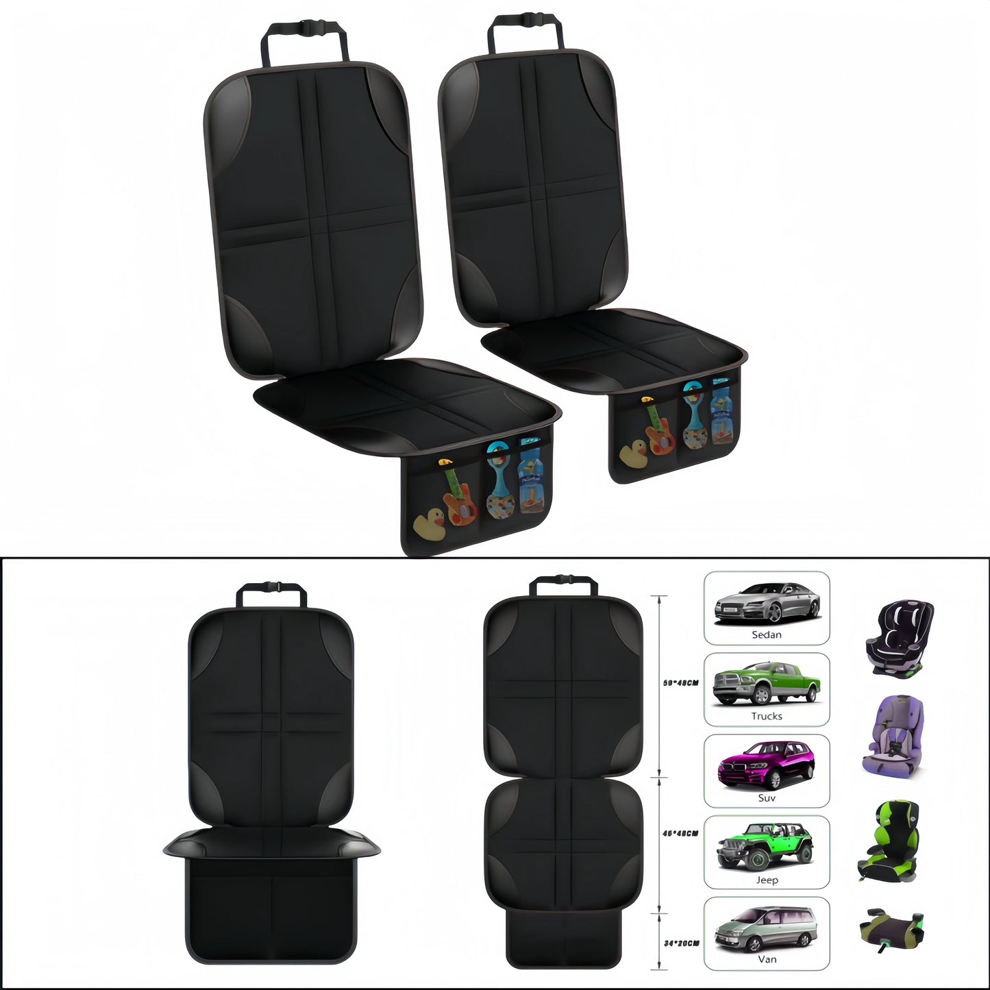 Waterproof Car Seat Protector Cover with Storage Pockets