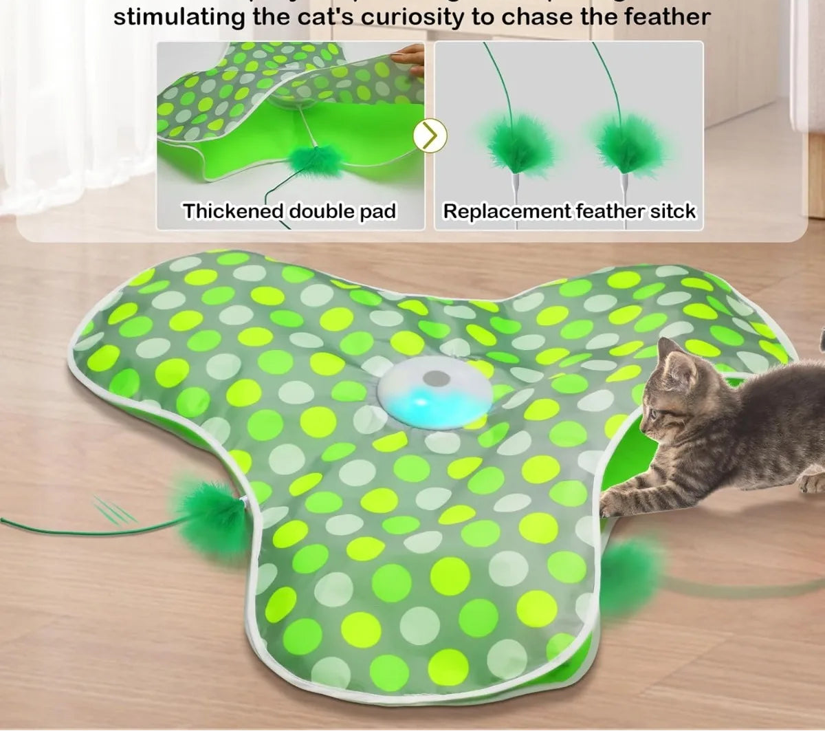 Jouet interactif pour chat - Plume mobile rechargeable et souris couineuse