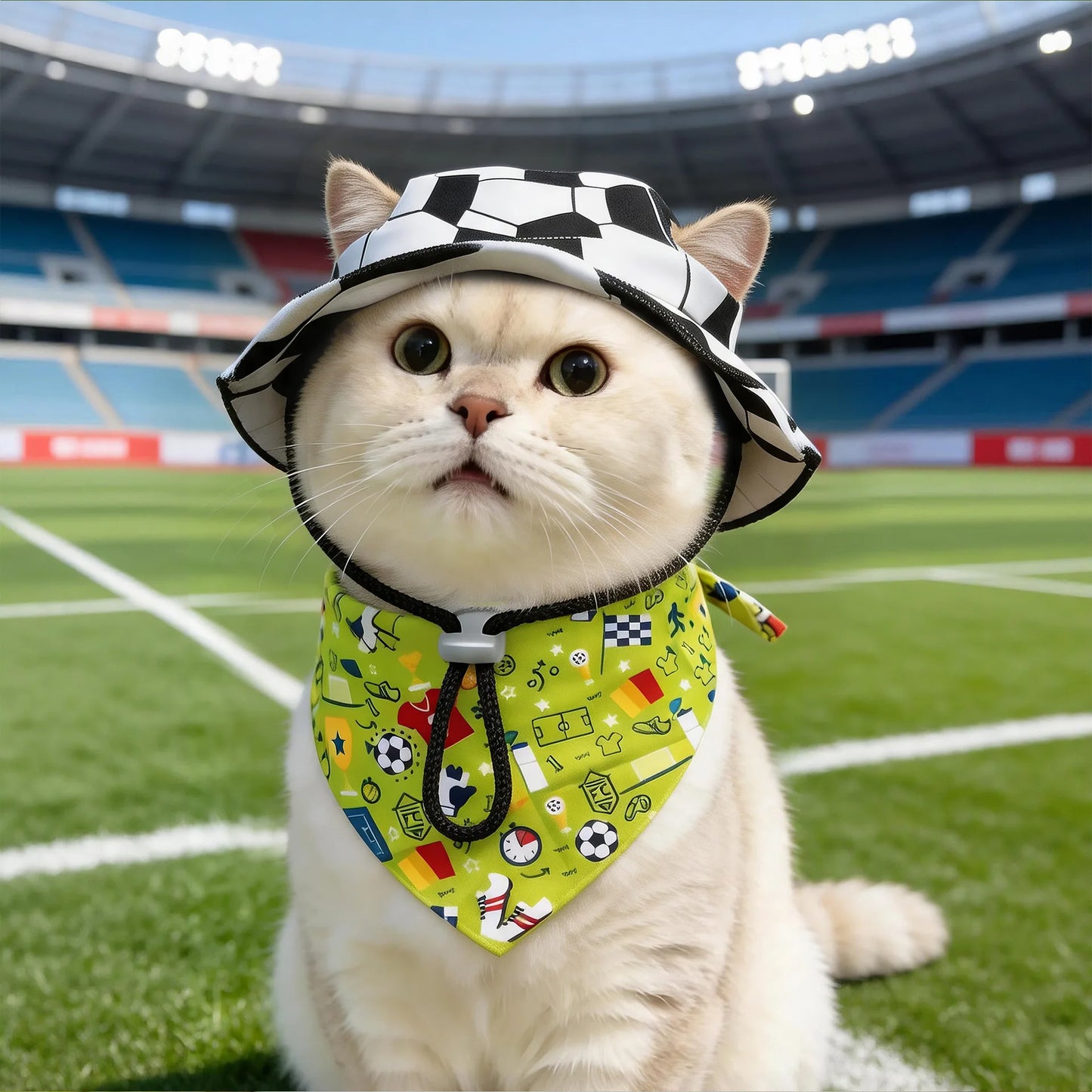 Football Fan Hat & Scarf Costume Set for Dogs & Cats