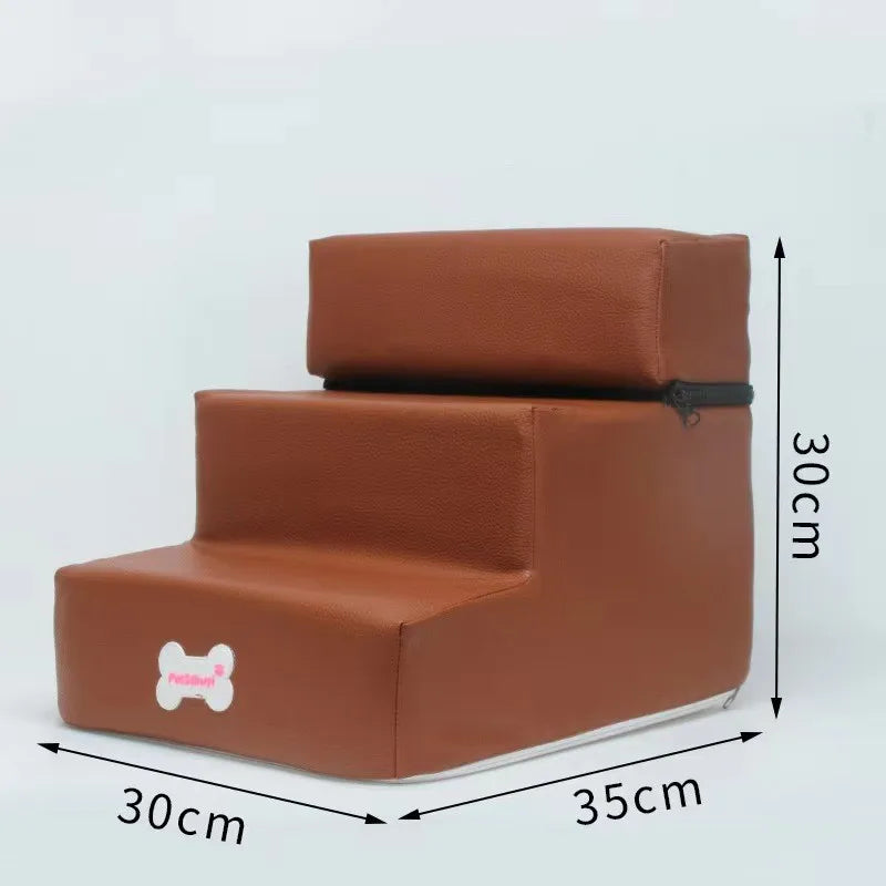 Anti-Slip Pet Stairs with Removable Washable Cover – 2 or 3 Step Ramp for Dogs & Cats