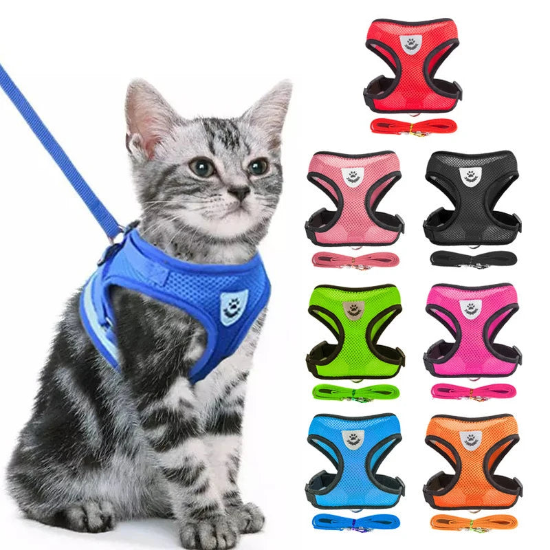 Breathable Mesh Vest Harness & Lead Set for Small to Medium Cats and Dogs