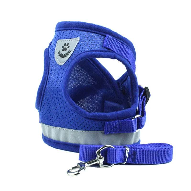 Adjustable Mesh & Plaid Cat Harness and Leash Set