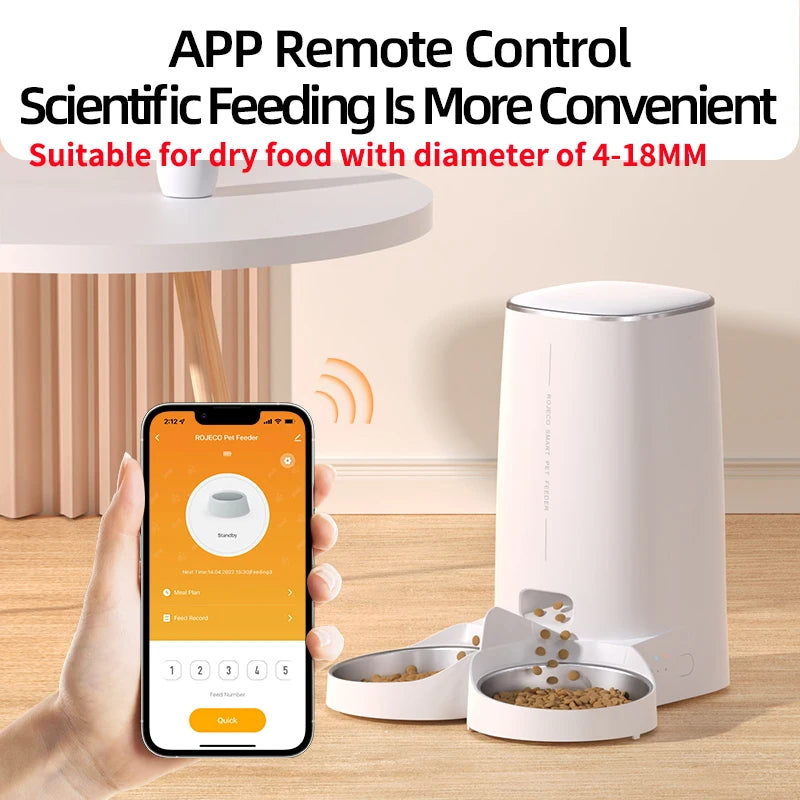 Automatic Dry Food Pet Feeder with Single or Double Bowls