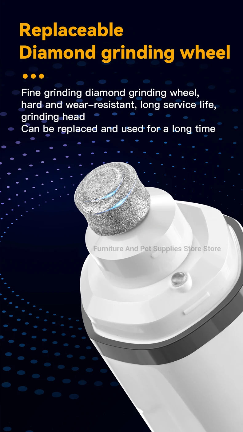 Electric Pet Nail Grinder with LED Light & 3-Speed Control