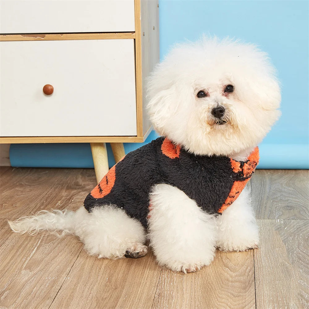 Cartoon Print Plush Vest for Small Dogs & Cats | Autumn Winter