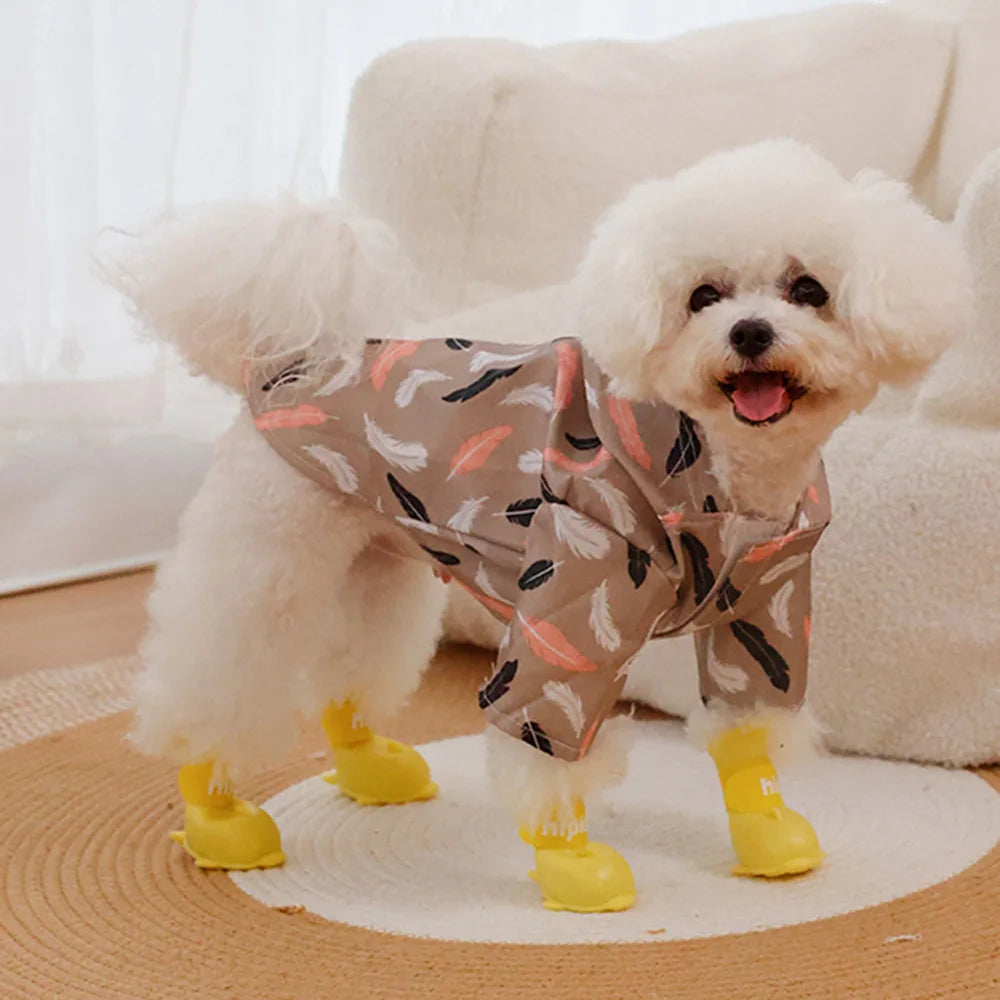 Printed Pet Dog Raincoat Waterproof Pet Hoodie with Traction Hole for Small Dogs Bichon Chihuahua Puppy Chubasquero Para Perros