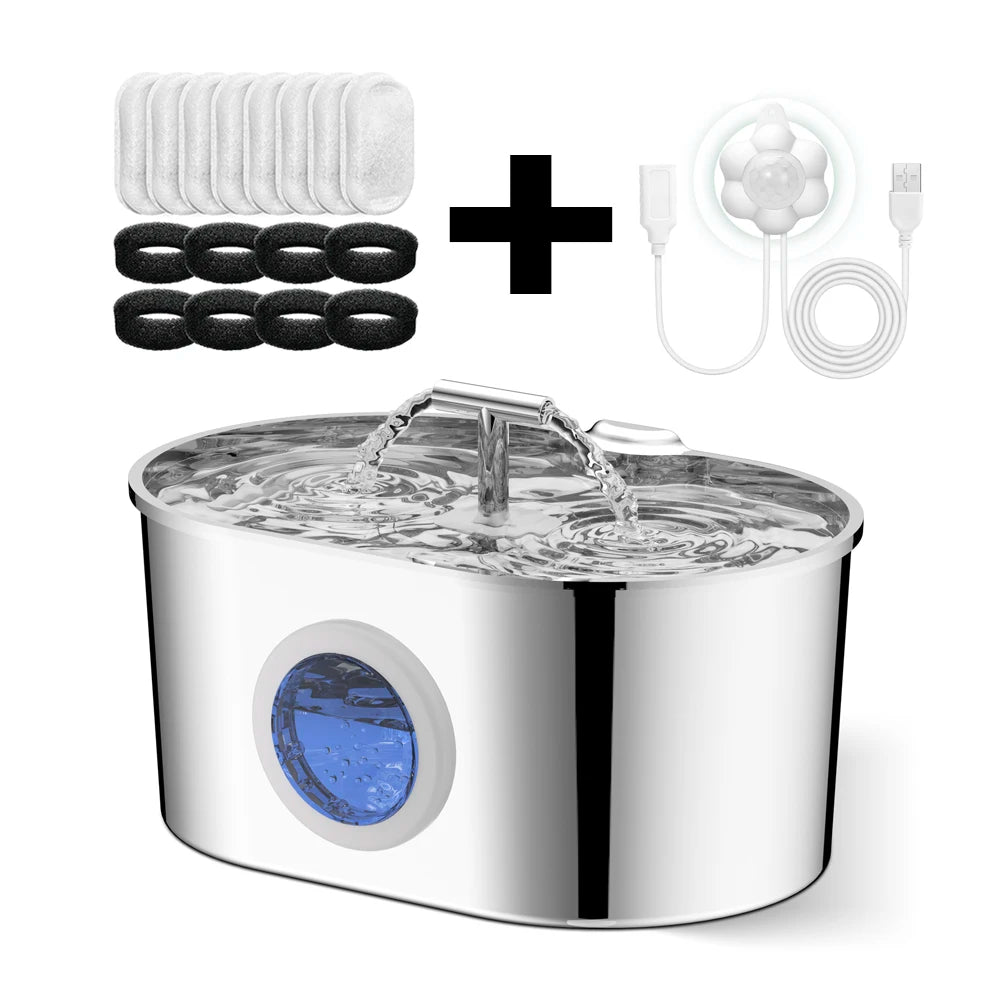 pet water dispenser stainless steel cat fountain ultra-quiet automatic pet water feeder automatic filtering pet water dispense