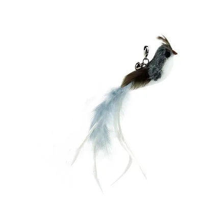 Feather Wand Cat Toy with Bell & Worm String - Interactive Teaser Set