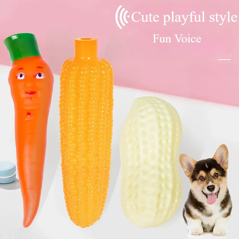 Squeaky Vegetable Dog Toy Set - Teeth Cleaning