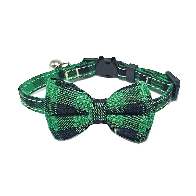 Collier pour chat sécurisé avec nœud papillon et clochette - Motif écossais