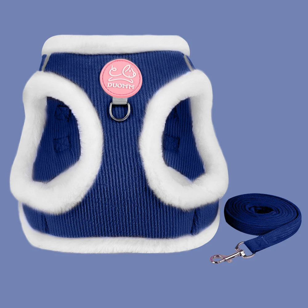 Rabbit Fur Harness & Leash Set for Cats & Small Dogs