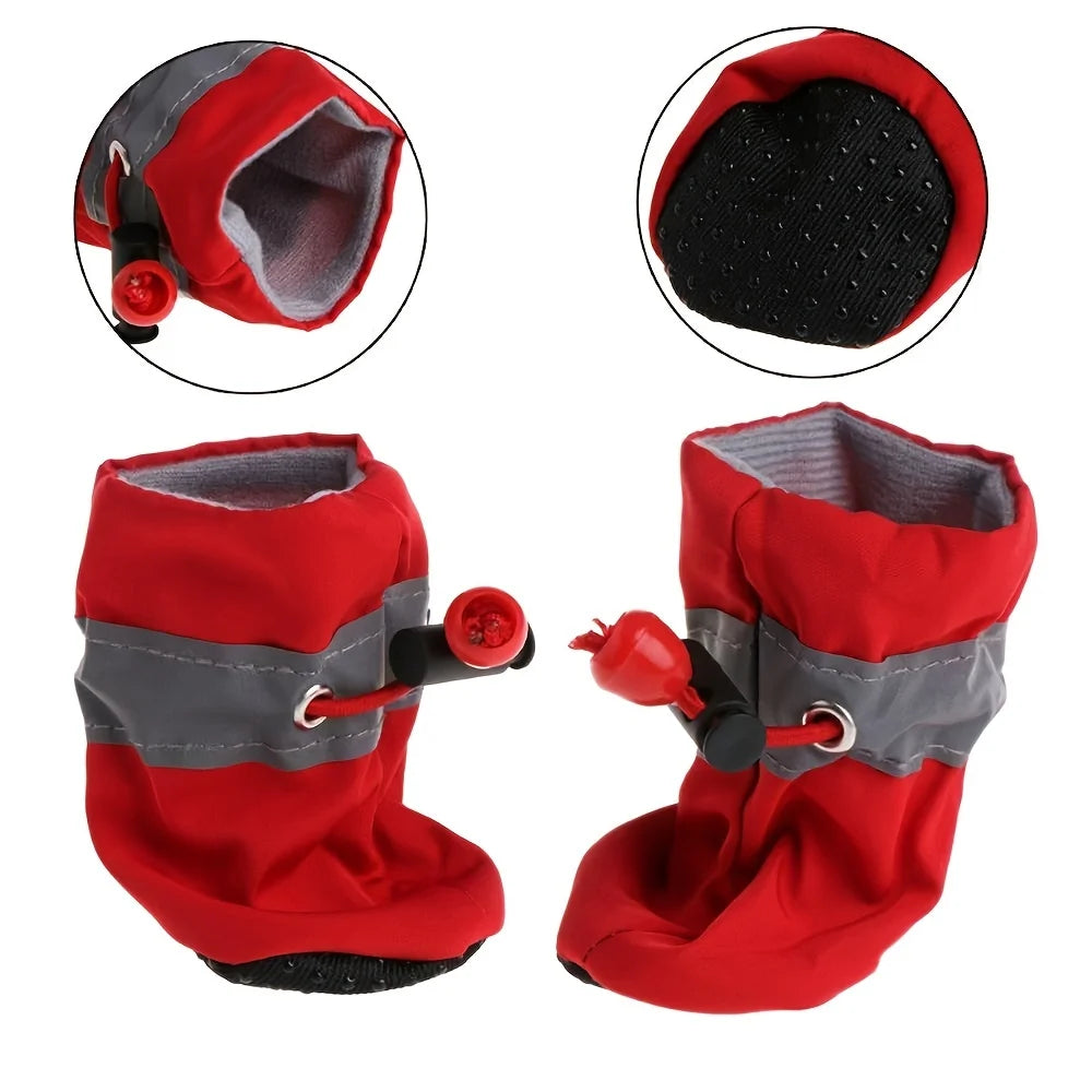 Chaussures pour chien résistantes à l'eau, lot de 4 - Bottes de pluie protectrices pour petits chiens