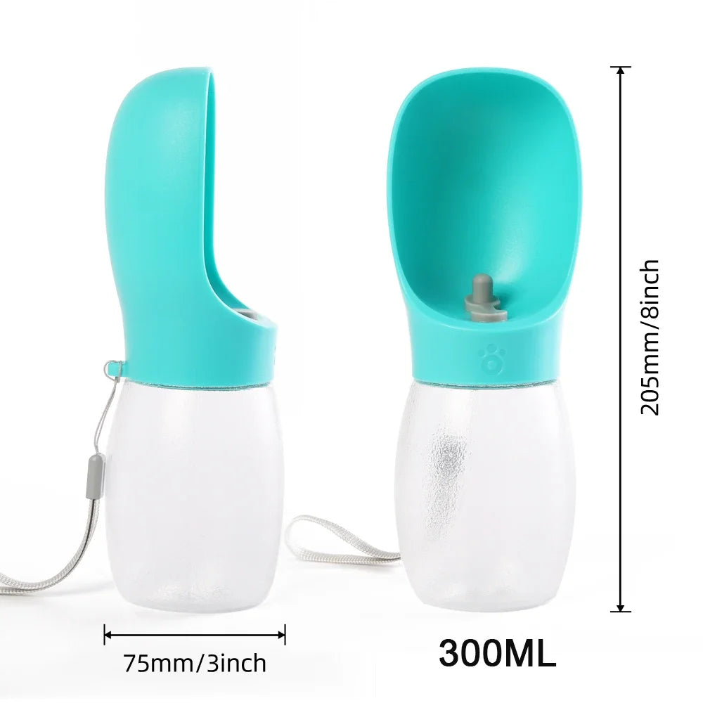 300ml Frosted Pet Water Bottle with Drinking Bowl – Portable & Leakproof for Dogs & Cats