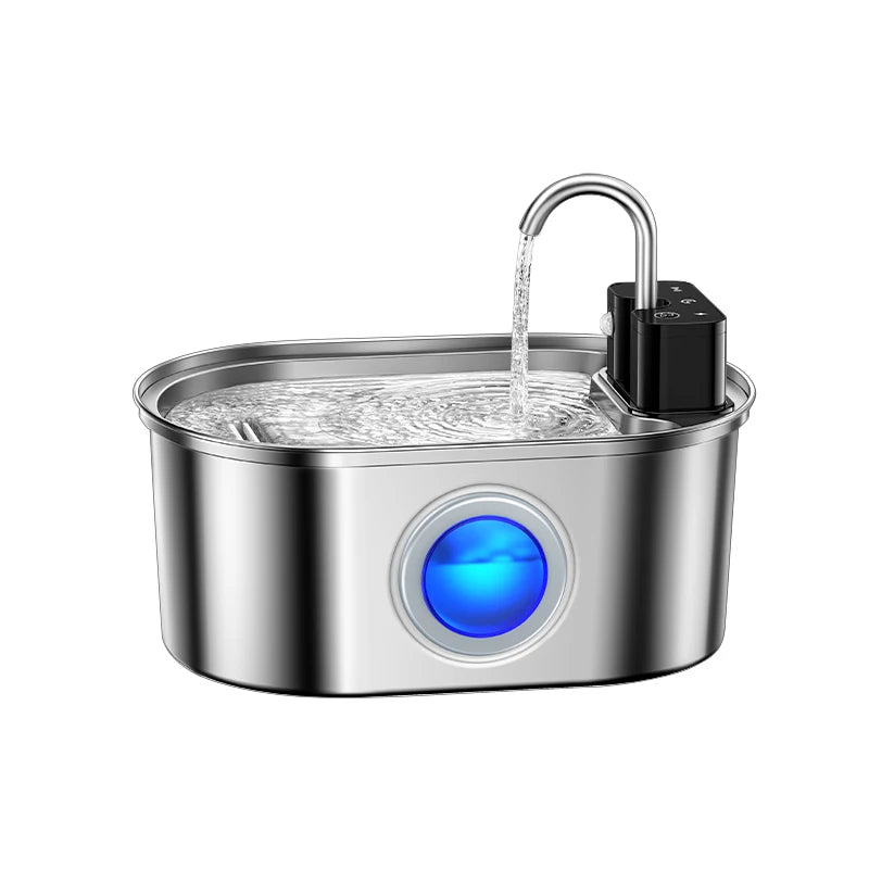 Stainless Steel Smart Pet Water Fountain with 4000mAh Battery & Sensor