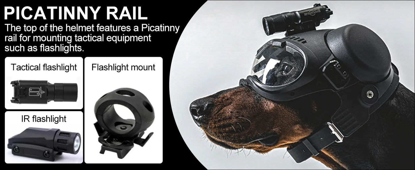 2-in-1 Tactical Dog Helmet with Detachable Goggles for Small & Medium Dogs