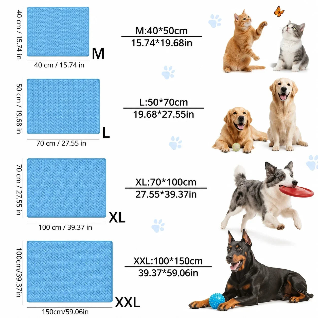 Breathable Cooling Mat for Dogs & Cats — Washable Summer Ice Pad in 4 Sizes, Single or Twin Pack