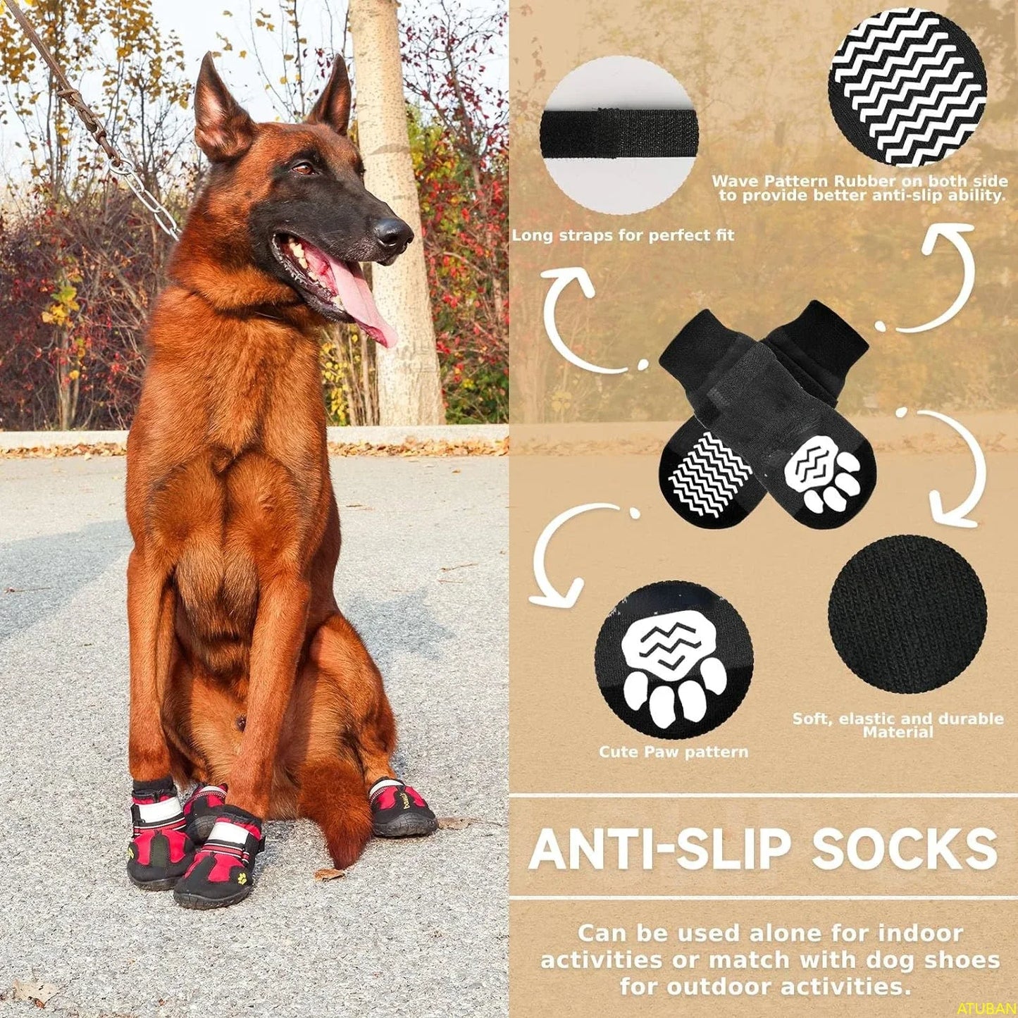 Bottes imperméables pour chien - Protections de pattes réglables et réfléchissantes tout terrain