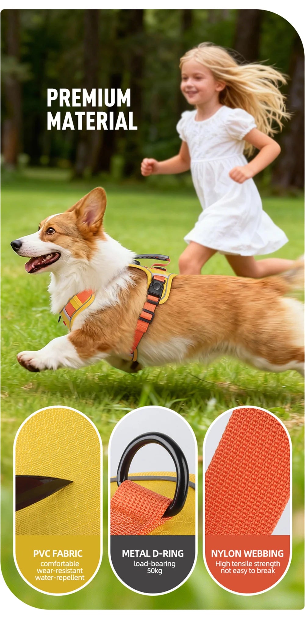 Reflective No-Pull Dog Harness Vest with AirTag Holder