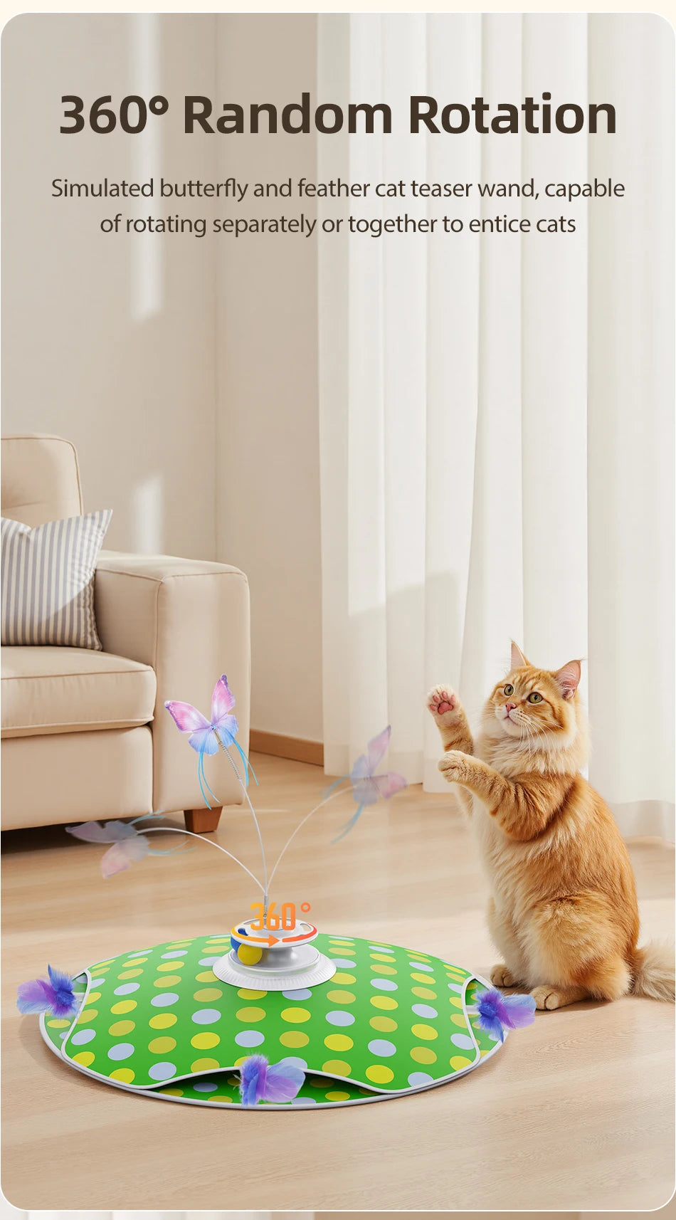 Interactive Hide & Seek Cat Toy - 3-in-1 Smart Feather & Butterfly Teaser