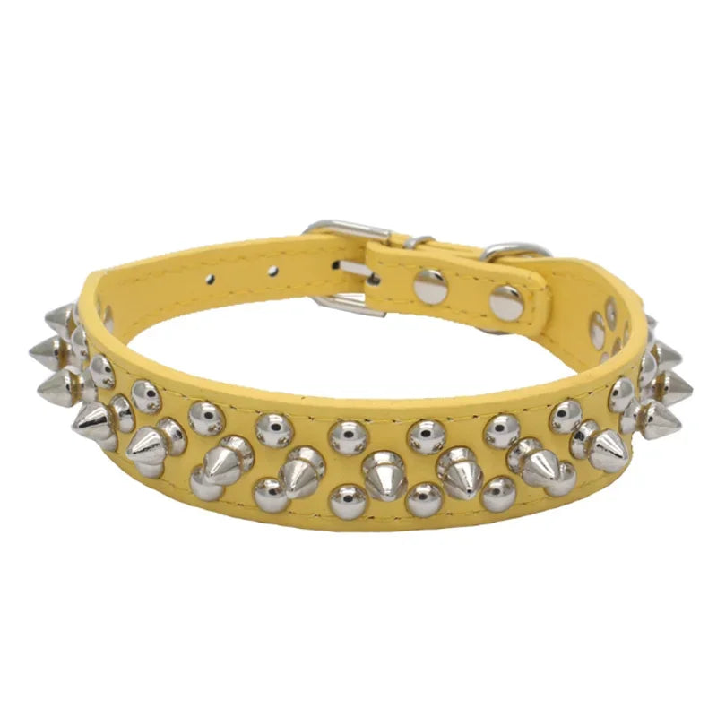 PU Leather Punk Rivet Spiked Collar for Small Dogs & Cats