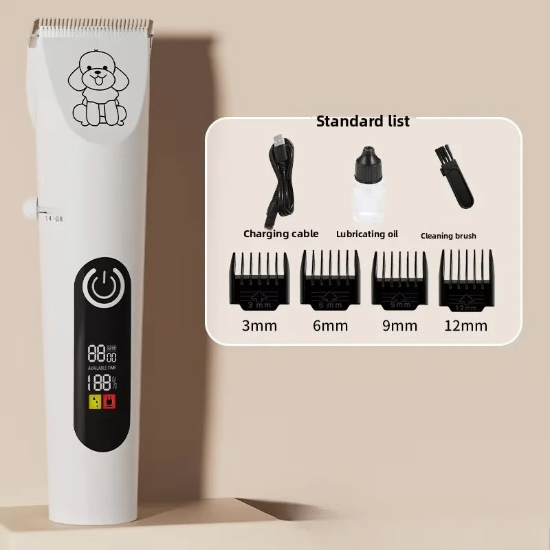 Professional Cordless Pet Grooming Clipper with LCD Display — Ultra-Quiet