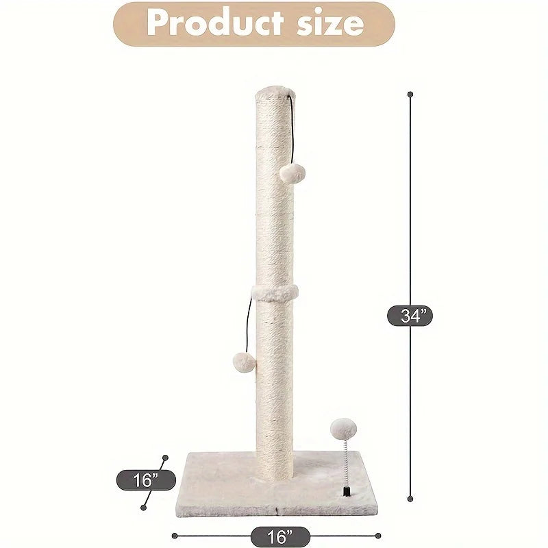 Griffoir pour chat en sisal de 86 cm avec balle suspendue
