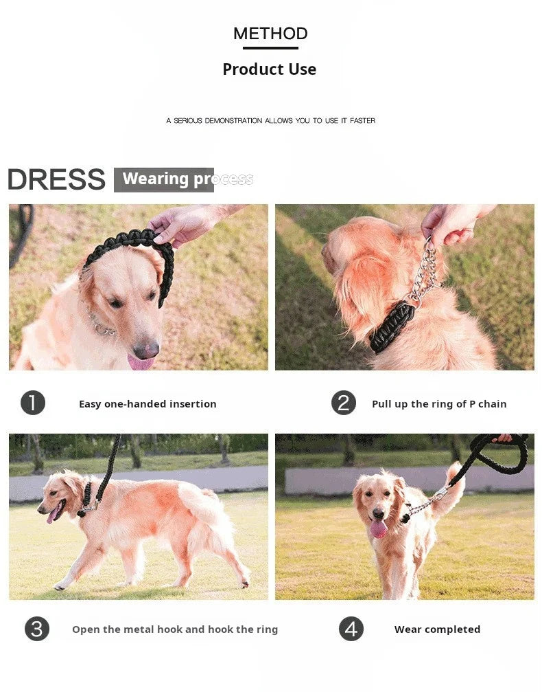 Laisse tressée de 1,5 m pour chien - Laisse d'entraînement durable pour des promenades confortables