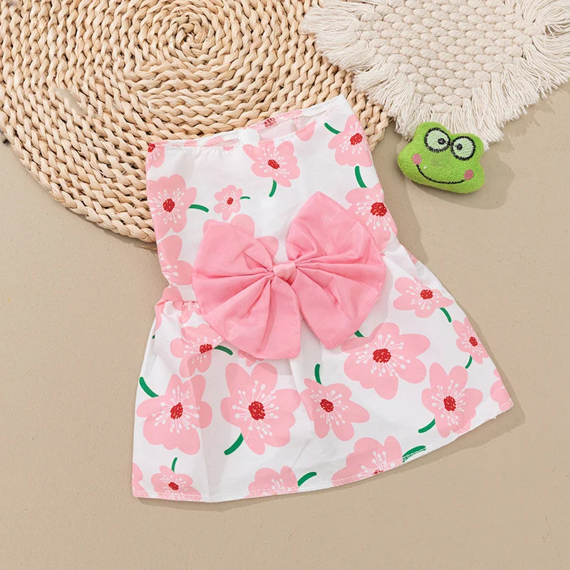 Fruit & Floral Print Bow Dress for Cats & Small Dogs