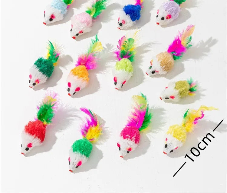 Plush Mouse Cat Toy - Colourful Catnip Mice for Kittens (20 Pack)