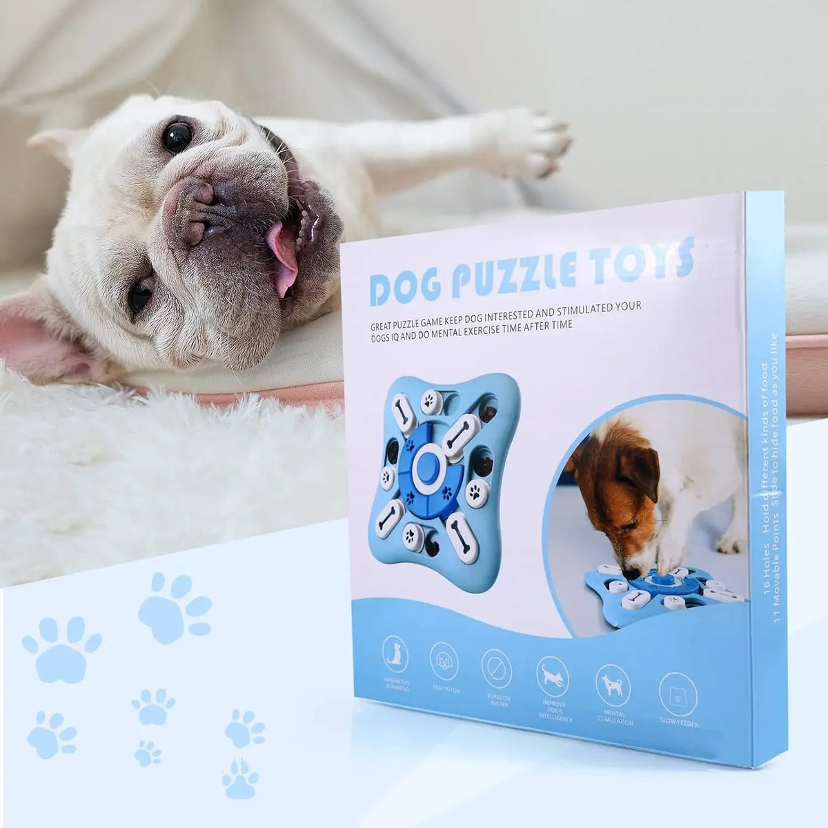 Interactive Dog Treat Puzzle Toy with Squeaker
