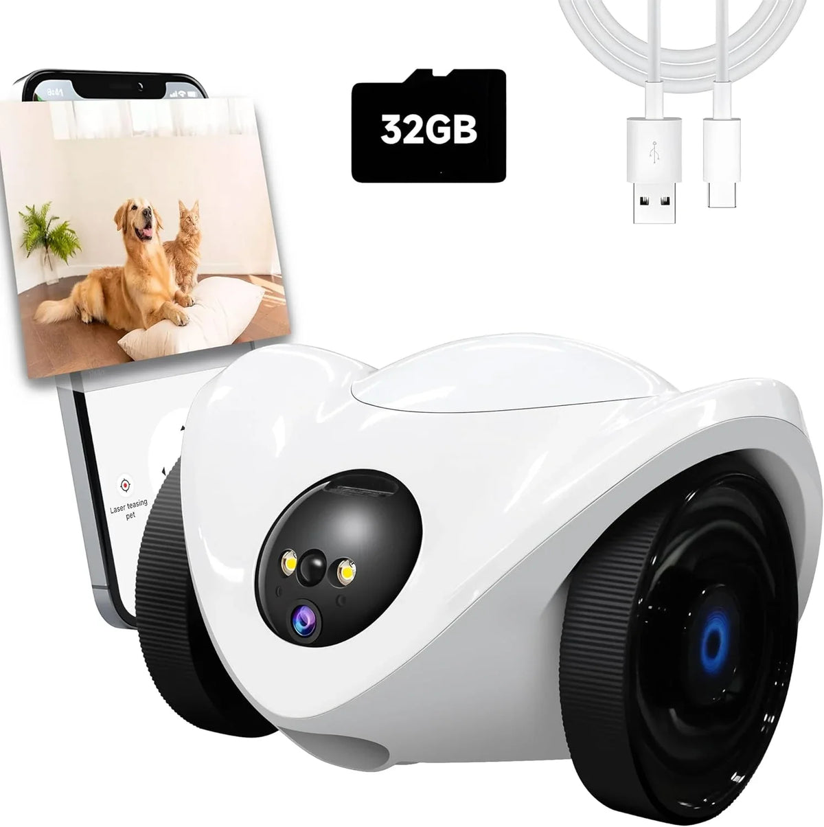 Smart Robot Pet Camera with Treat Dispenser & Two-Way Talk — 1080p WiFi
