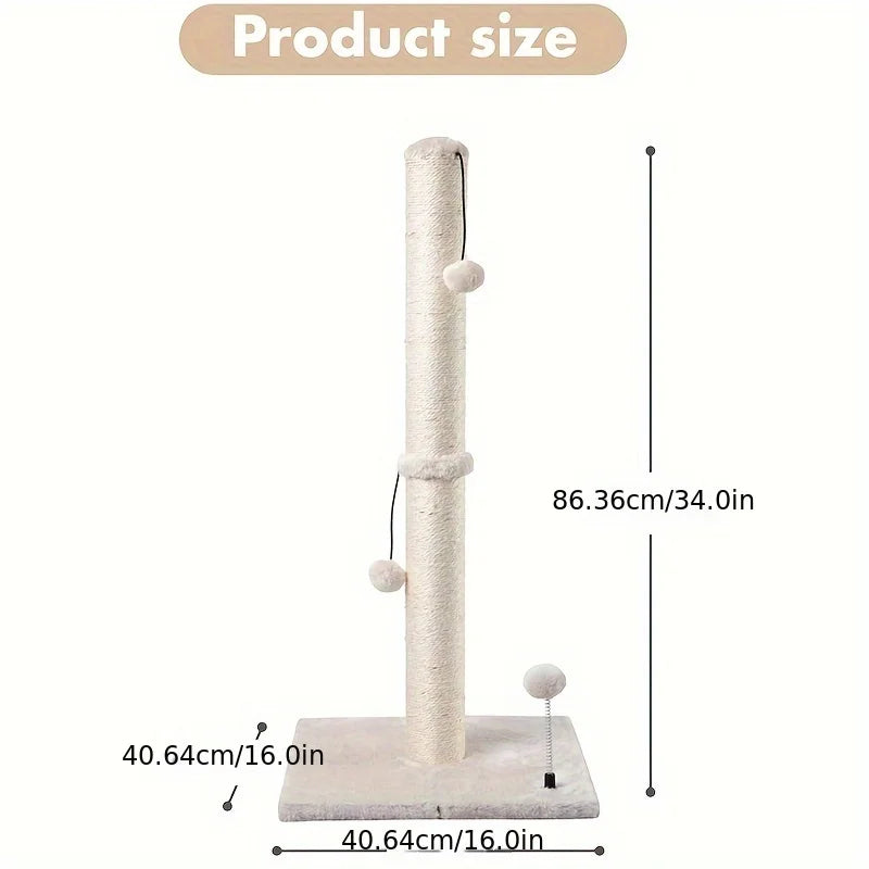 Griffoir pour chat en sisal de 86 cm avec balle suspendue