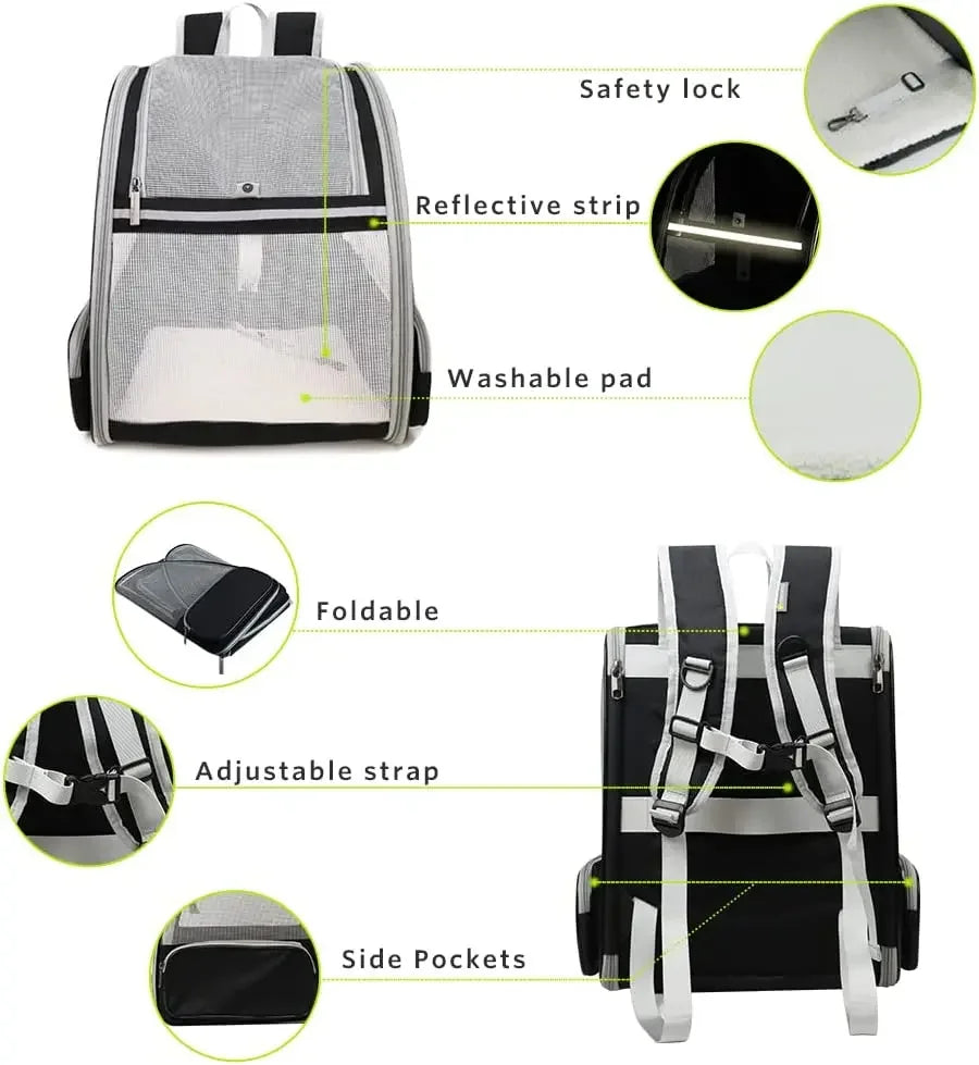 Breathable Foldable Pet Carrier Backpack — Portable Travel Bag for Cats & Puppies