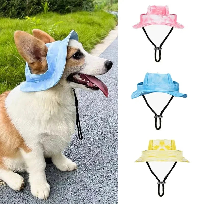 Adjustable Cotton Baseball Cap for Dogs & Cats – Ear Hole Sun Hat for Small & Medium Pets