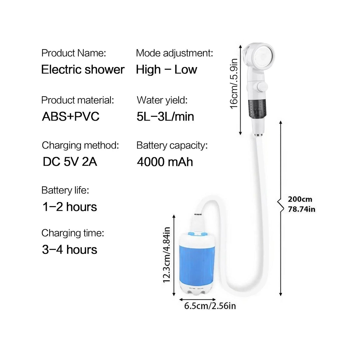 Portable Rechargeable Handheld Shower for Dogs & Outdoor Use