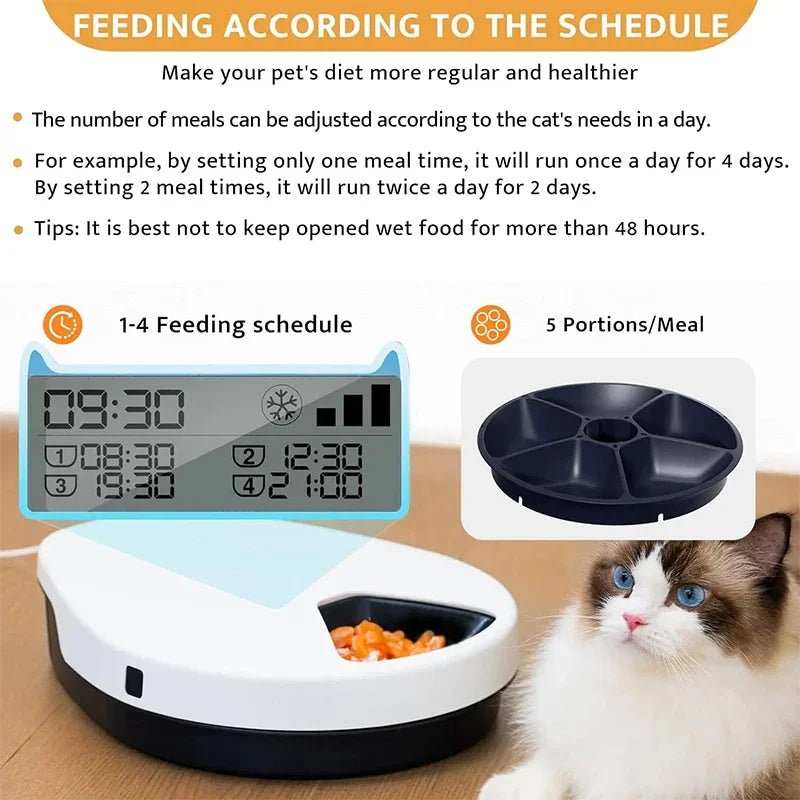 Automatic Wet Food Cat Feeder with Cooling & Timer