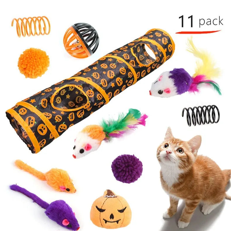 Halloween Cat Toy Variety Set with Wand, Mouse and Bell