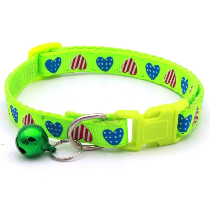 Cartoon Heart Cat Collar with Safety Bell