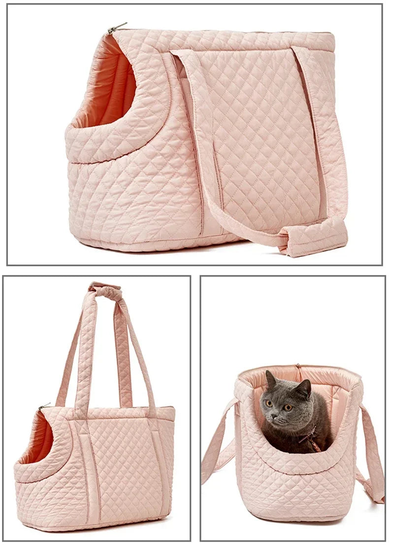 Plush Pet Carrier Handbag for Cats & Small Dogs