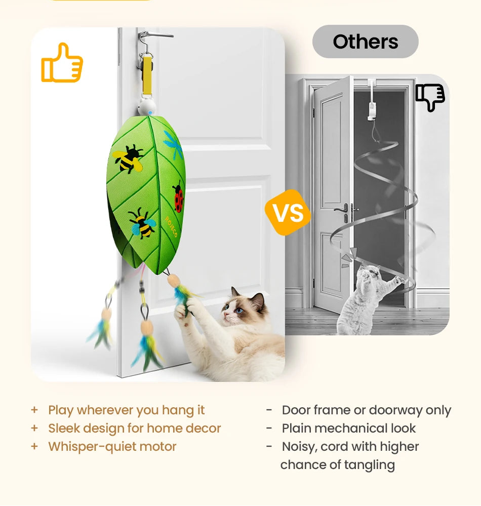 Jouet pour chat cache-cache électrique avec laser et plume suspendue