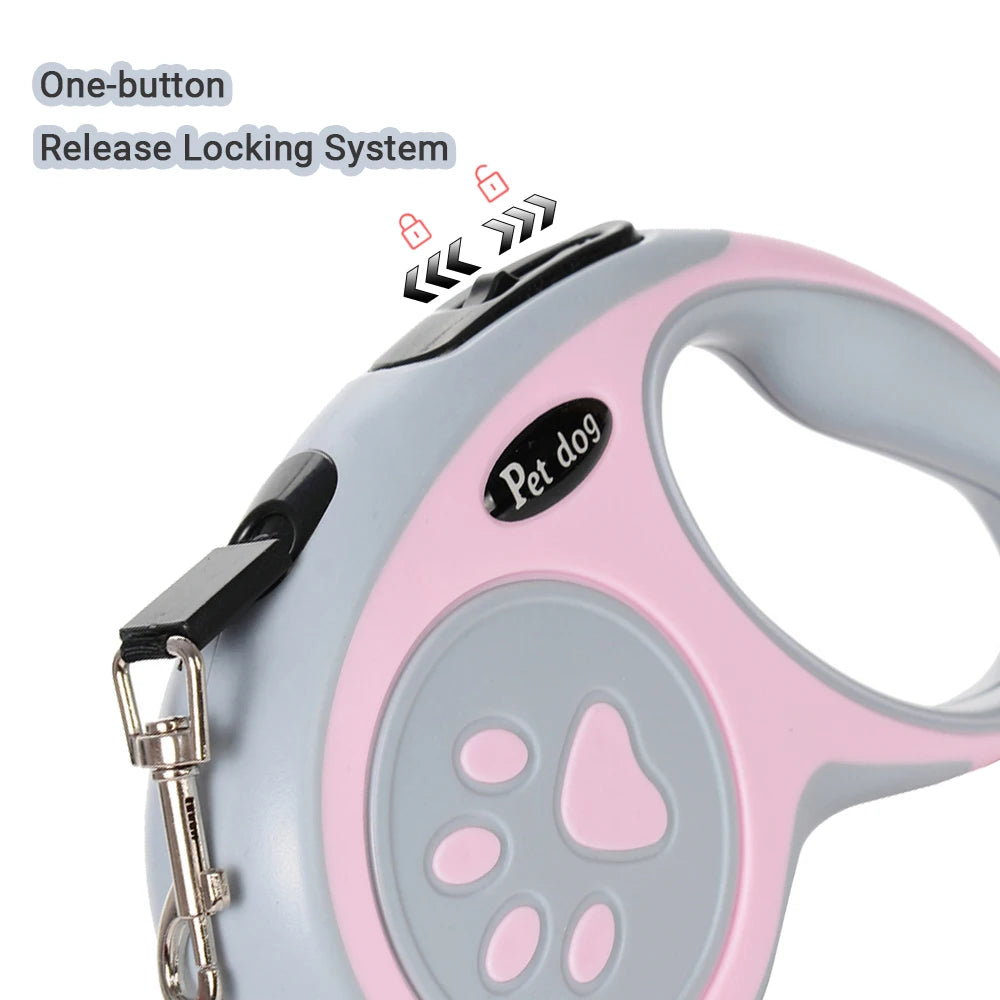 Retractable Dog Leash with One-Button Lock