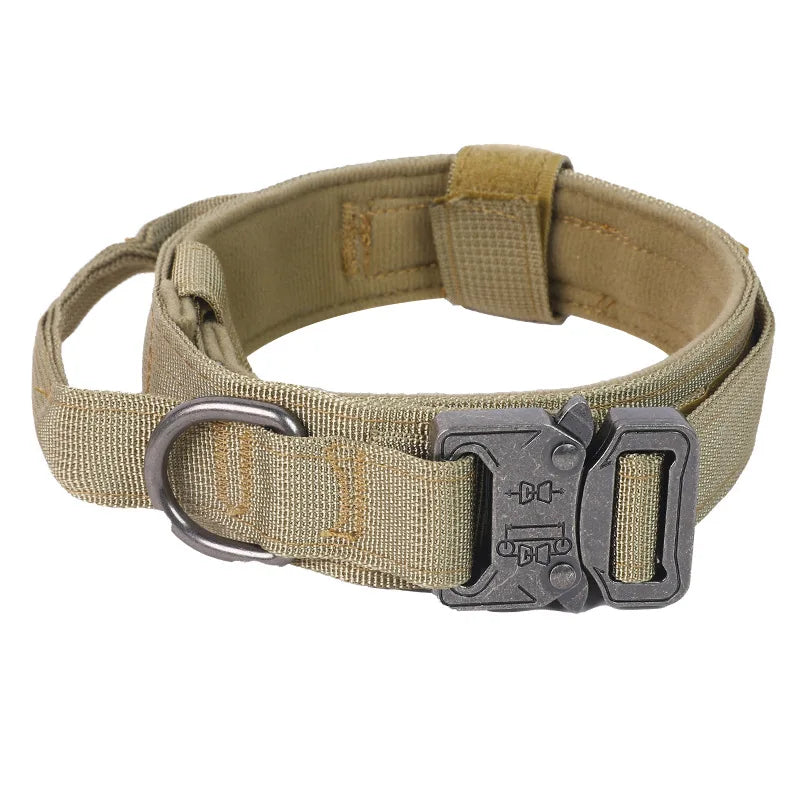 Tactical Military Nylon Dog Collar with Control Handle & Metal Buckle